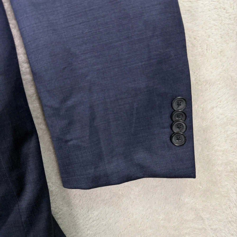 Awearness Kenneth Cole Mens 46L 3-Piece Suit Vest Blue Slim Fit Wool Blend 36x31 - Picture 4 of 16
